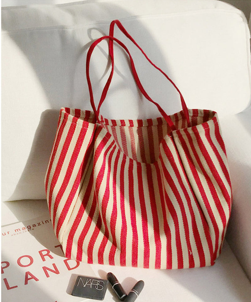 ストライプ柄布トートバッグ