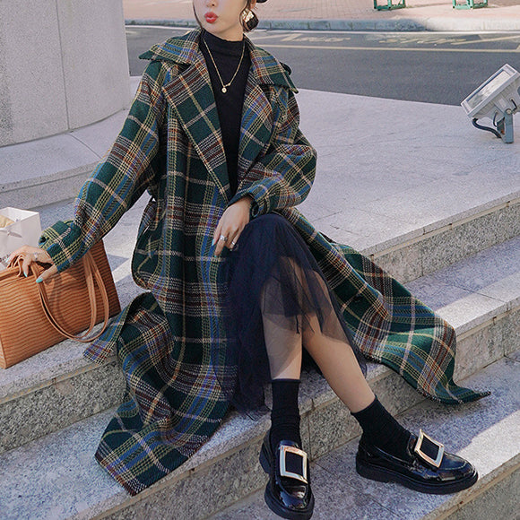 Green Plaid Gown Coat