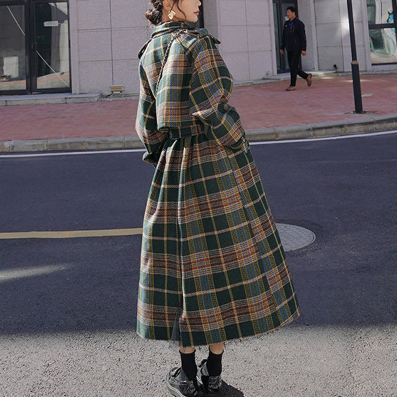 Green Plaid Gown Coat