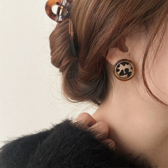 Round Leopard Earrings
