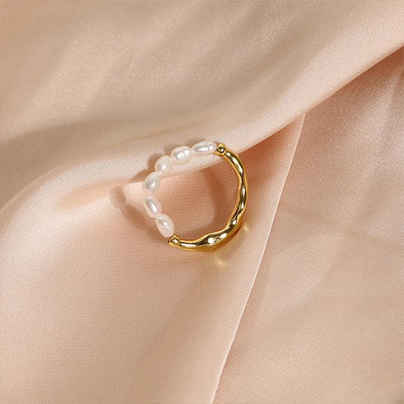 Freshwater Pearl× Gold Half Ring