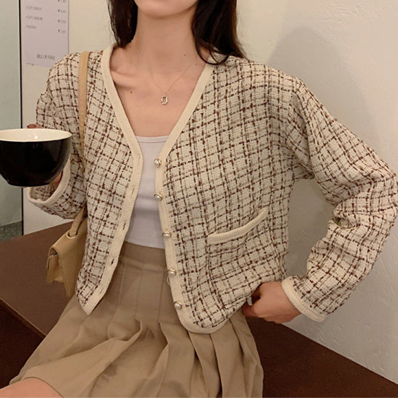 Tweed Design Middle Length Cardigan