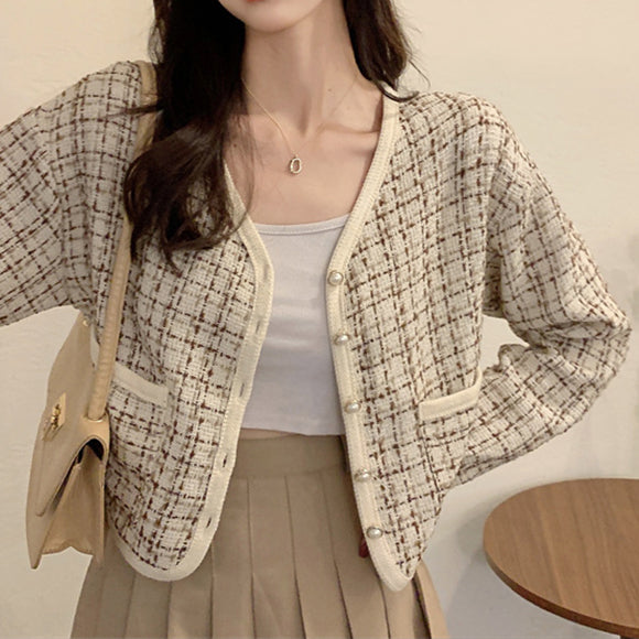 Tweed Design Middle Length Cardigan